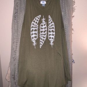 Old navy olive green graphic tank top